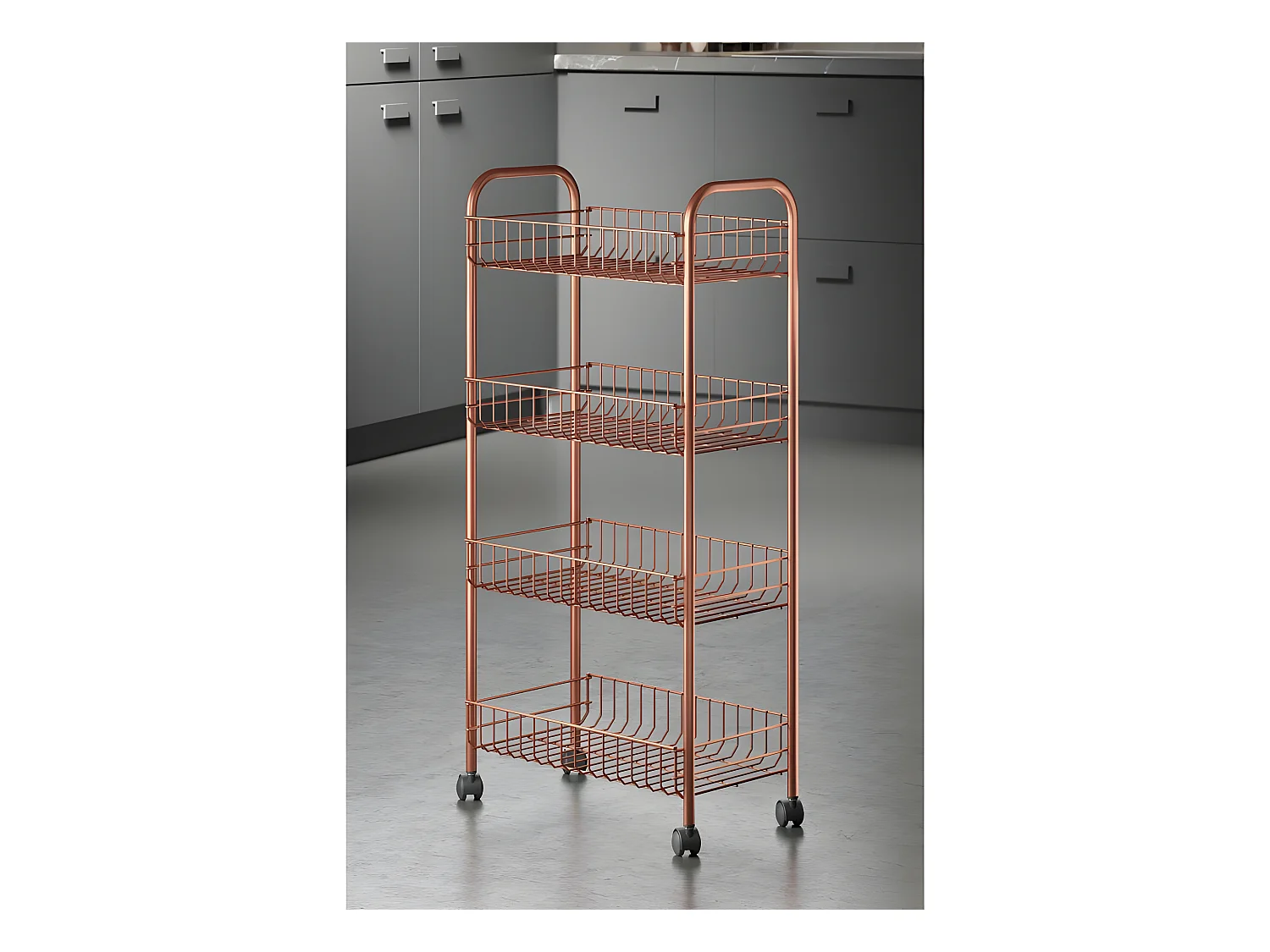 Metaltex Ascona Copper 4 Étagères Multiusage avec Revêtement Exclusif Polytherm® Copper. Couleur Cuivre.