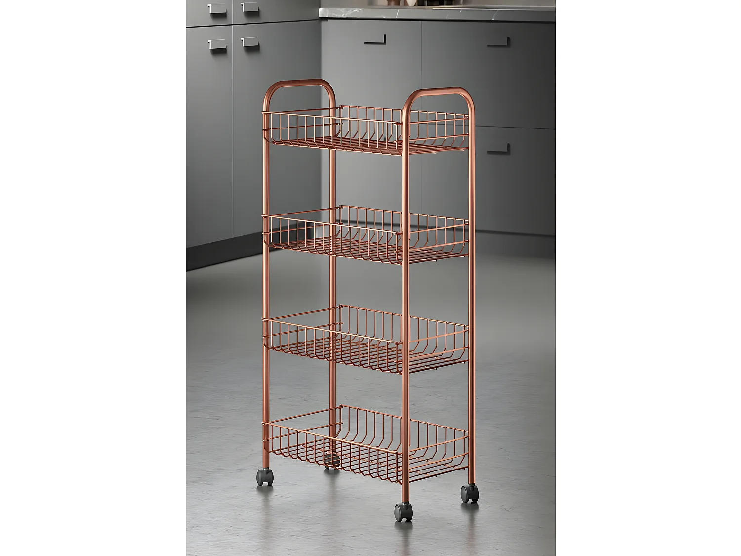 Metaltex Ascona Copper 4 Étagères Multiusage avec Revêtement Exclusif Polytherm® Copper. Couleur Cuivre.