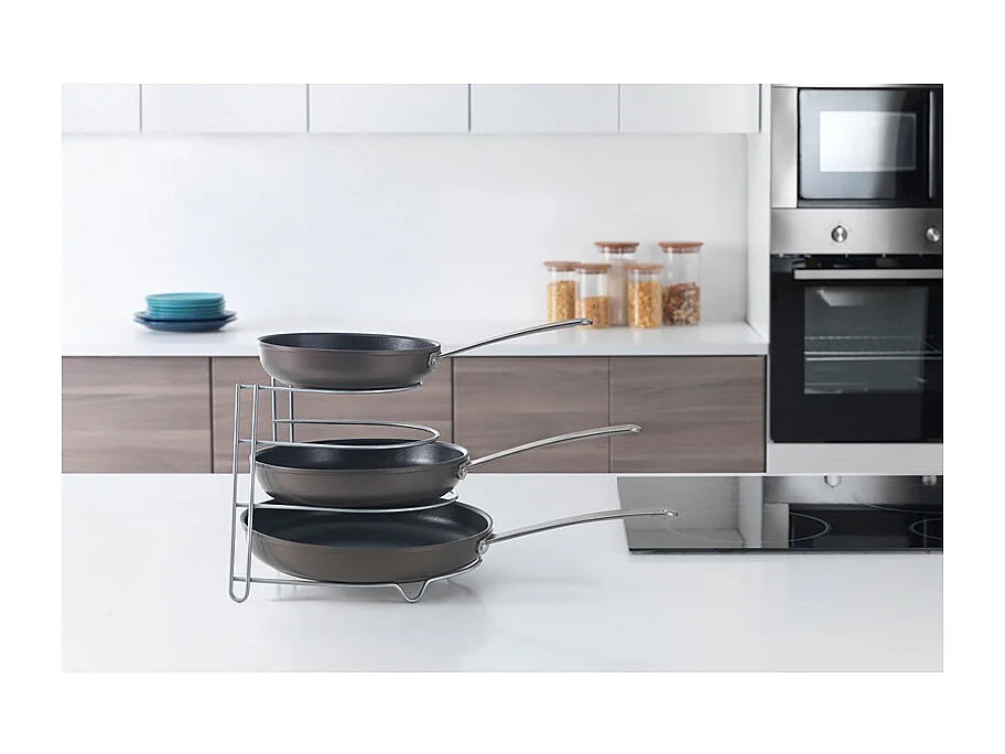 Range-poêles Canyon Sarteneiro 4 Niveaux en Métaltex, Finition Polytherm® Grise 23x27x23 cm