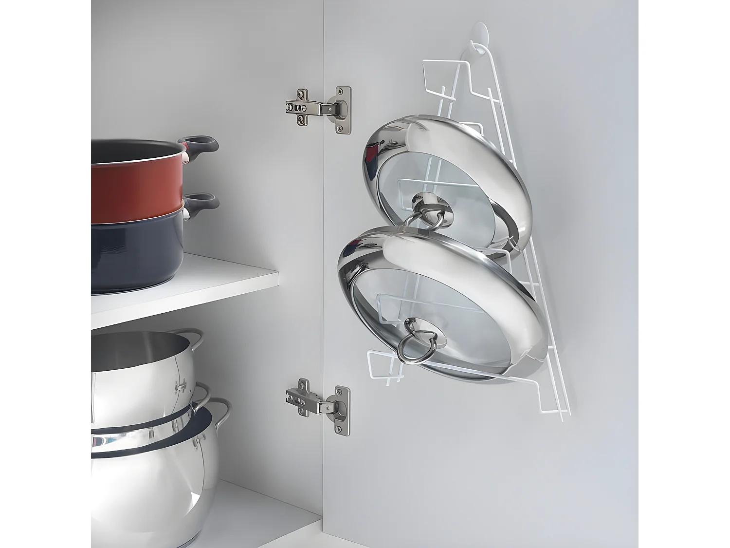 Porte-couvercles 5 Compartiments KIWI de Metaltex. Couleur Blanc