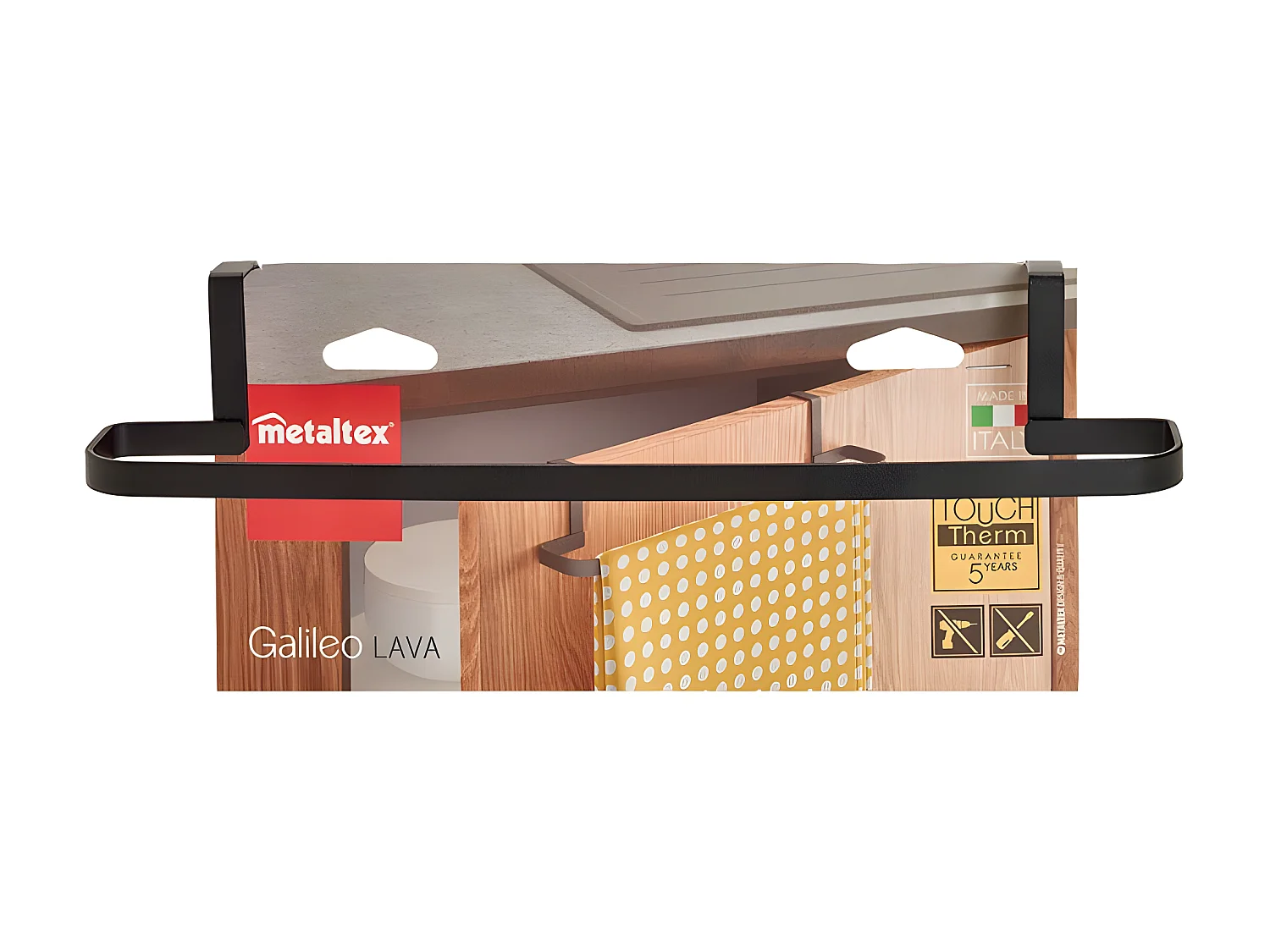 Perchero Serie GALILEO LAVA Metaltex Touch-Therm® Negro 30x8x5 cm