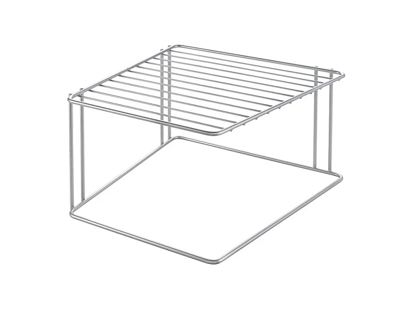 Étagère d'Angolo a 2 Piani BOXE Metaltex con Finitura Polytherm® Grigio 25x25x15 cm