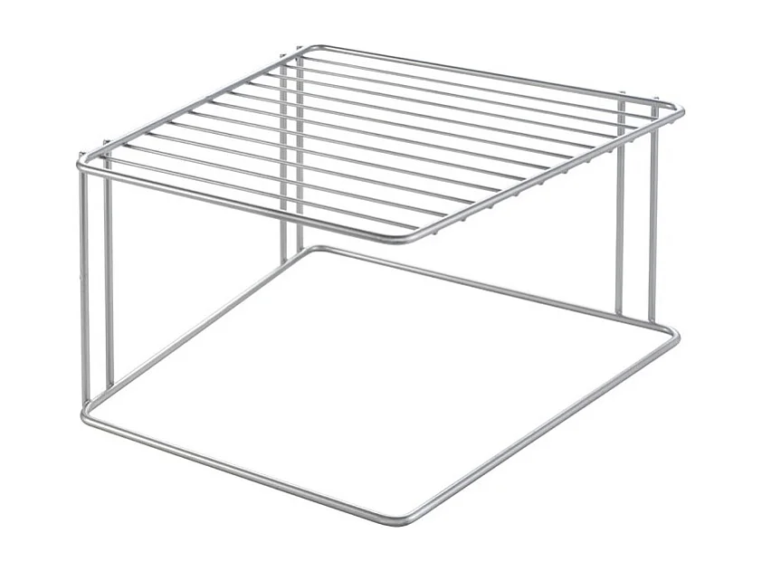 Étagère d'Angolo a 2 Piani BOXE Metaltex con Finitura Polytherm® Grigio 25x25x15 cm