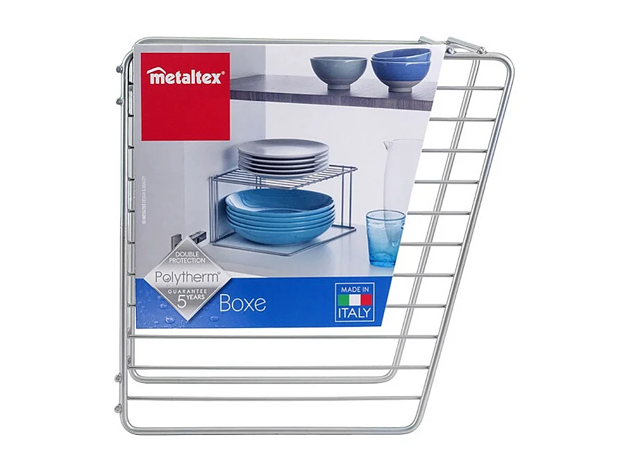 Étagère d'Angolo a 2 Piani BOXE Metaltex con Finitura Polytherm® Grigio 25x25x15 cm