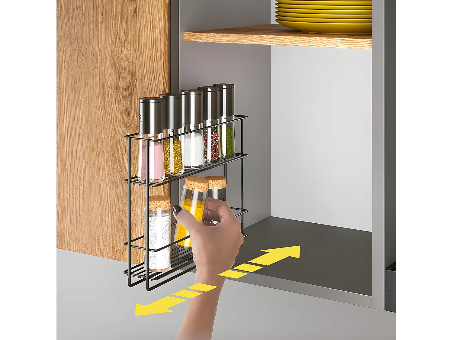 Étagère Coulissante IN&OUT Série LAVA de Metaltex, Finition Touch-Therm® Couleur Noir