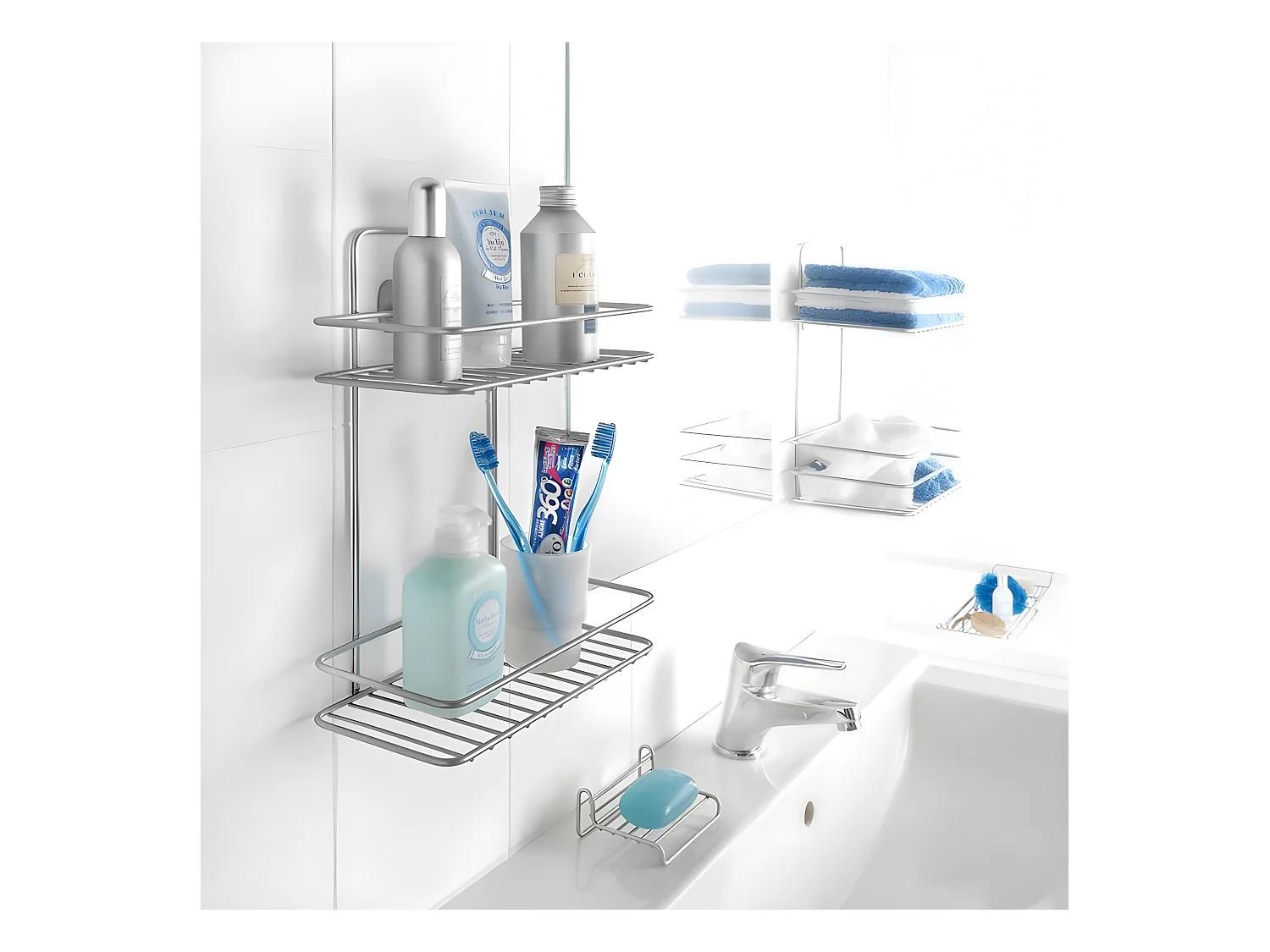 Estante de 2 Níveis Série REFLEX Metaltex Prateado Polytherm®