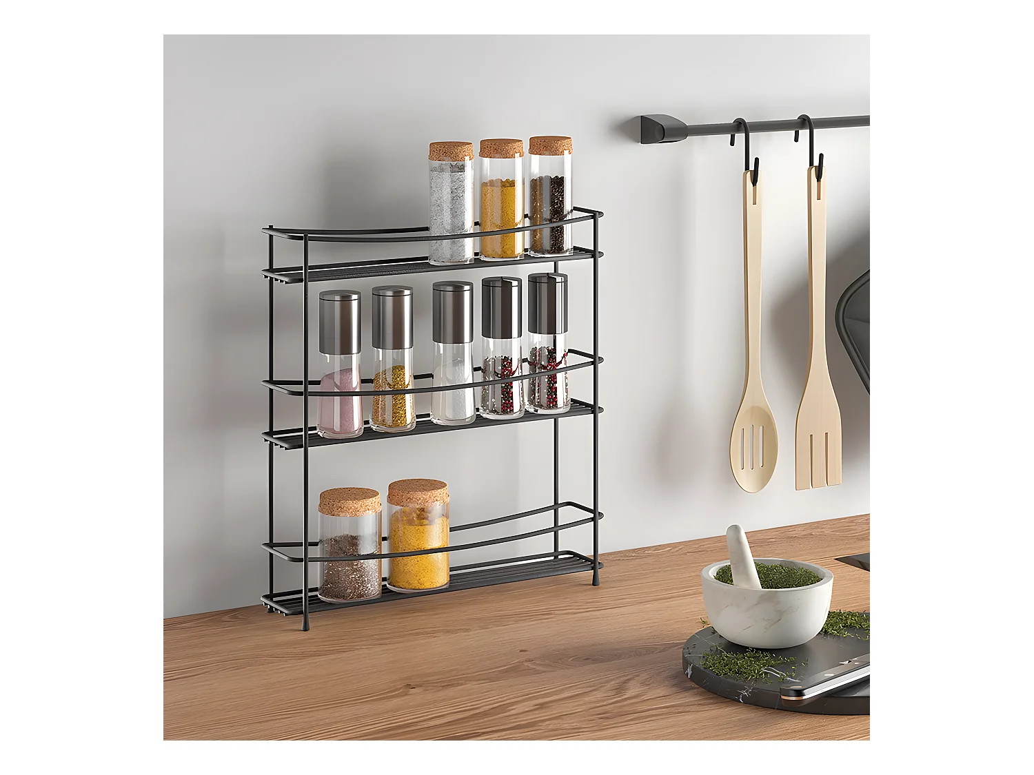 Porte-épices de Table KUMINO Série LAVA de Metaltex, Finition Touch-Therm® Couleur Noir