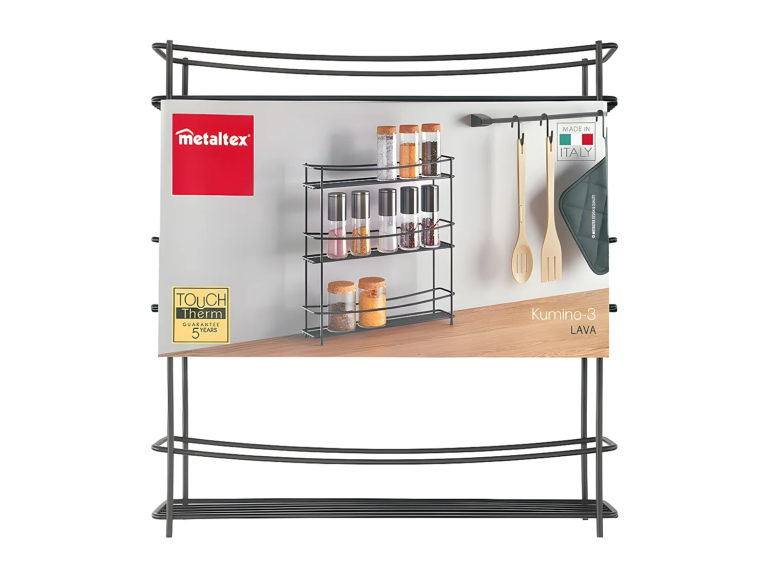 Porte-épices de Table KUMINO Série LAVA de Metaltex, Finition Touch-Therm® Couleur Noir