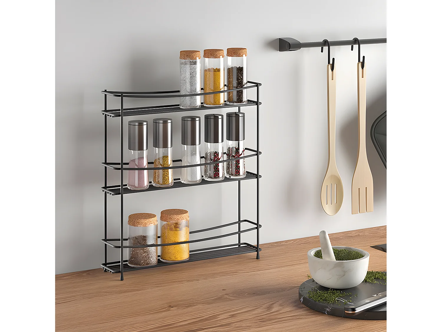 Porte-épices de Table KUMINO Série LAVA de Metaltex, Finition Touch-Therm® Couleur Noir