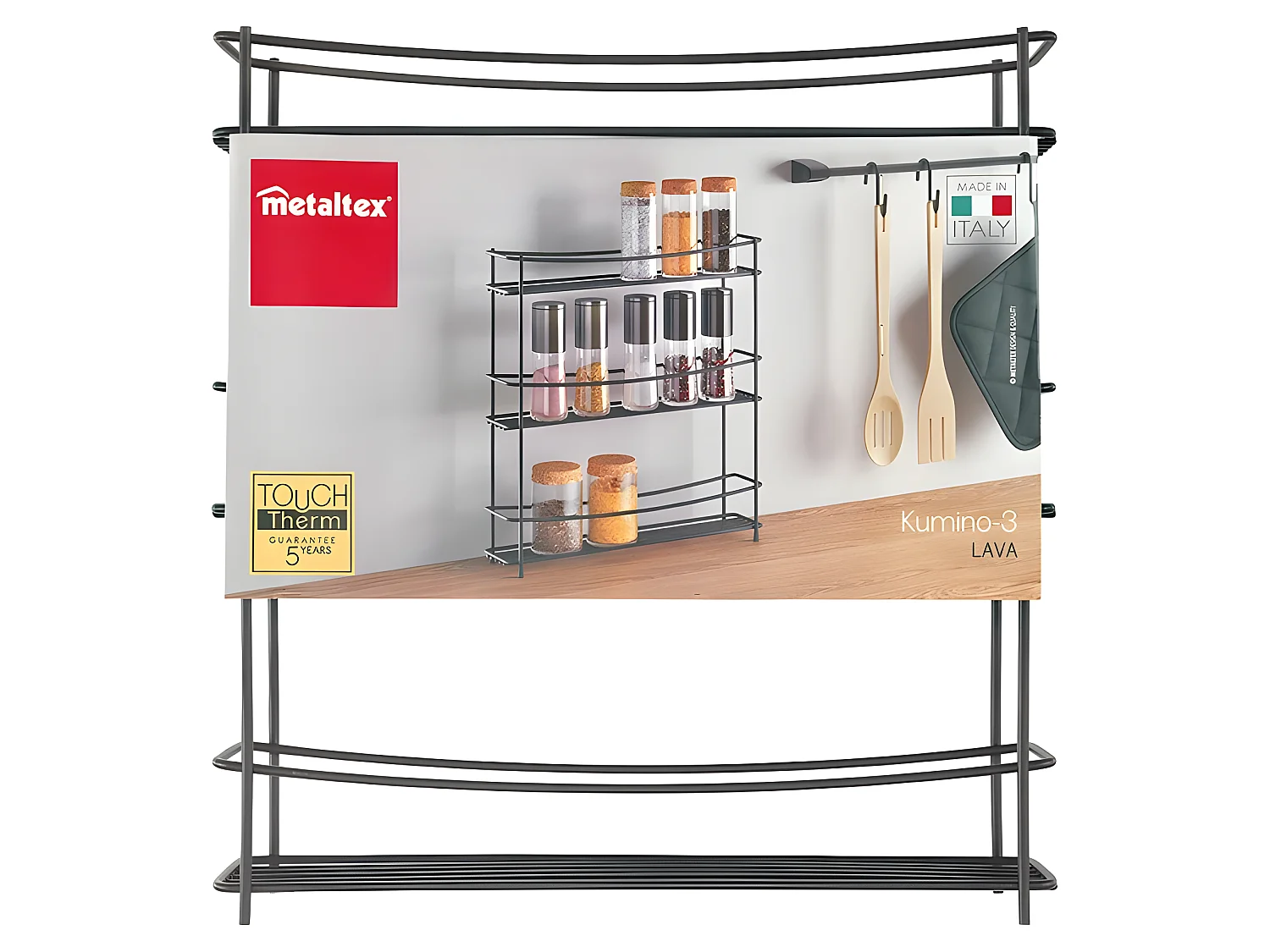 Porte-épices de Table KUMINO Série LAVA de Metaltex, Finition Touch-Therm® Couleur Noir