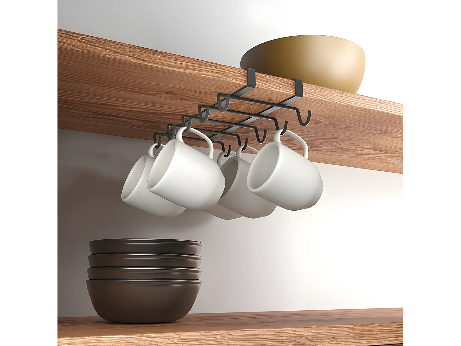 Porte-tasse MY MUG Série LAVA de Metaltex, Capacité 10 tasses, Finition Touch-Therm® Couleur Noir.