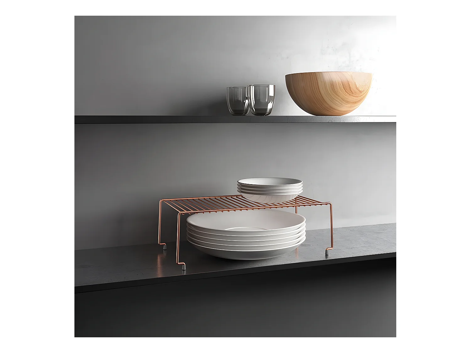 Stapelbare plank BROOKLYN Serie KOPER Metaltex Koper 47x23x15 cm