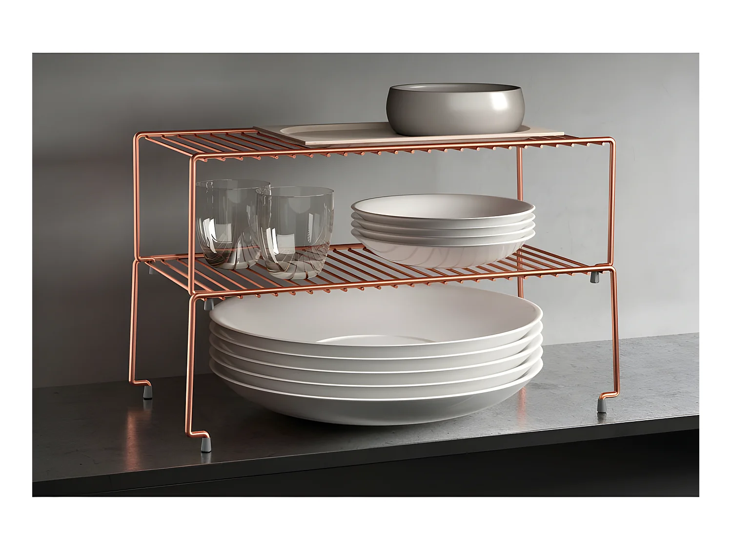 Stapelbare plank BROOKLYN Serie KOPER Metaltex Koper 47x23x15 cm