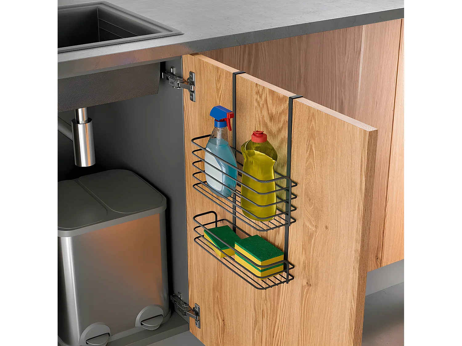 Panier Double Série GALILEO LAVA Metaltex. Finition Touch-Therm® Couleur Noir