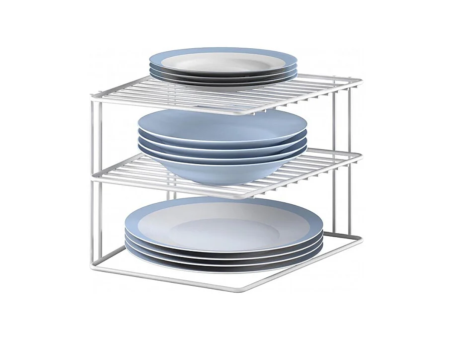 Metaltex Eckschrankregal - Küchenaufbewahrung 3 Ebenen Weiß 25x25x19 cm