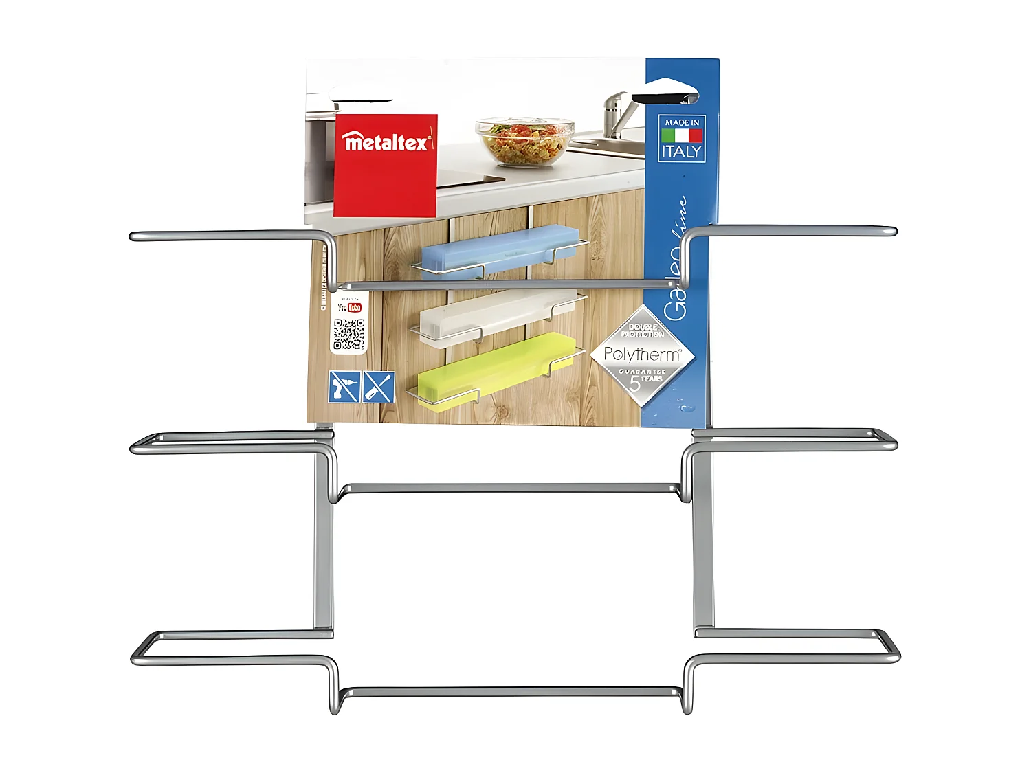 Porte-serviettes Triple GALILEO de Metaltex. Finition Polytherm® Couleur Argent