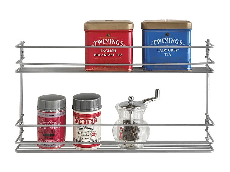 Étagère à épices 2 Niveaux Série PEPITO de Metaltex. Finition Polytherm® Couleur Argent