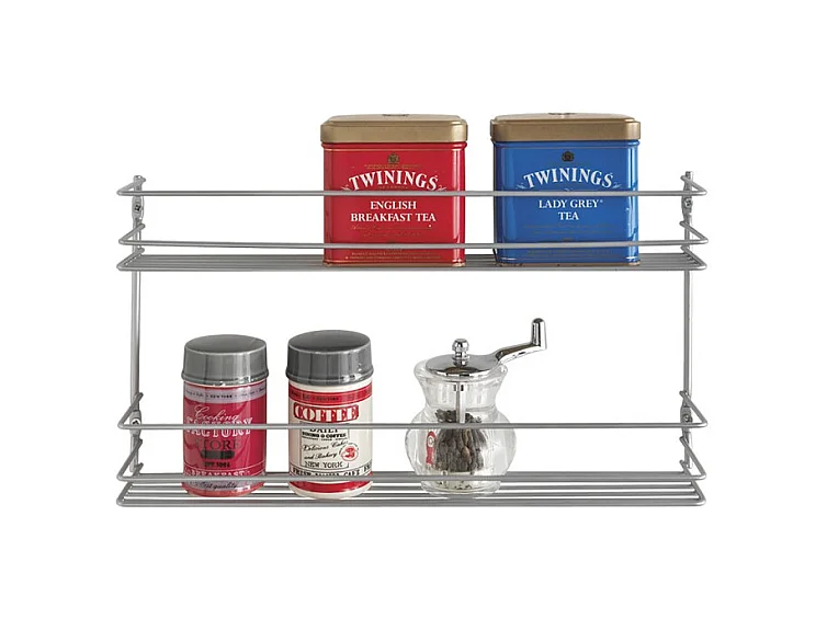 Étagère à épices 2 Niveaux Série PEPITO de Metaltex. Finition Polytherm® Couleur Argent