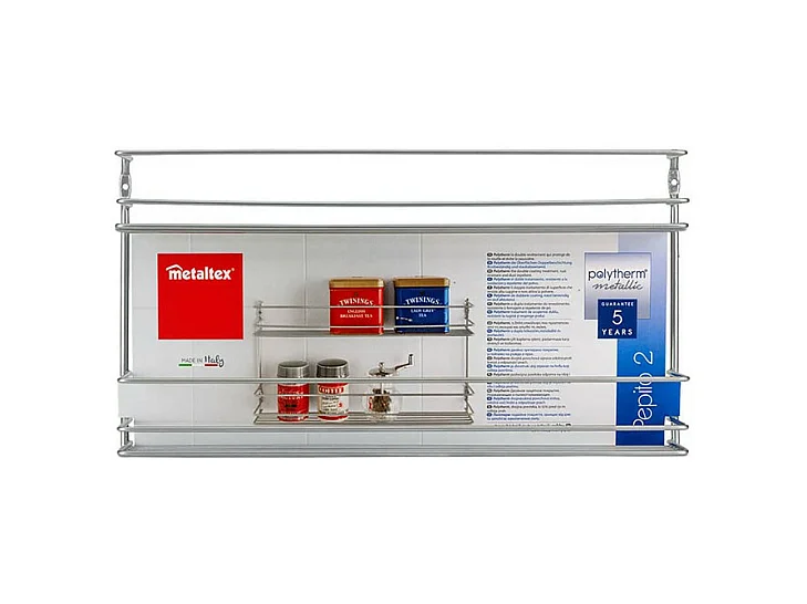 Étagère à épices 2 Niveaux Série PEPITO de Metaltex. Finition Polytherm® Couleur Argent