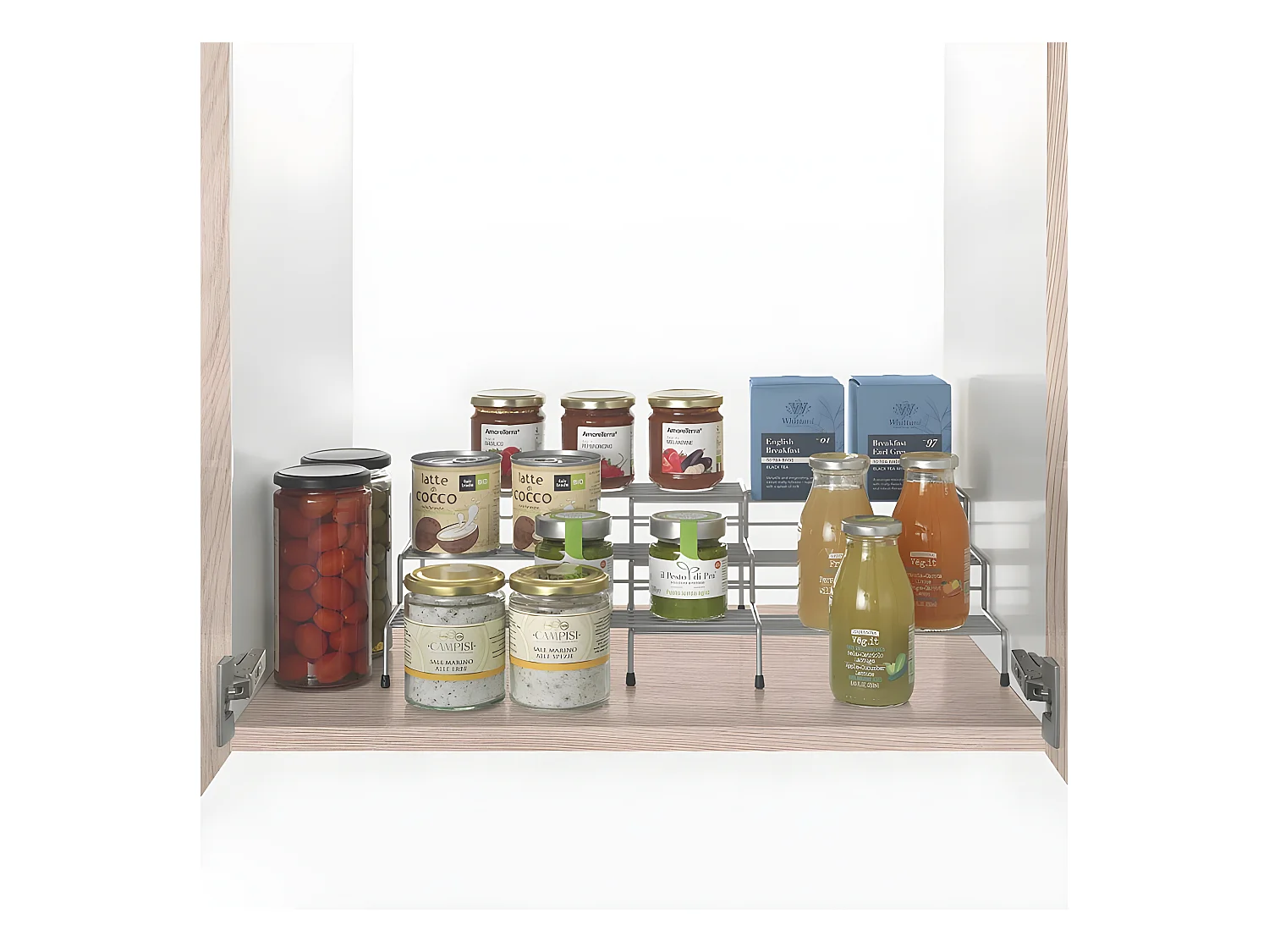 Mensola Portaspezie Modulare X TEND Metaltex con Finitura Polytherm® Grigia - Lotto di 2