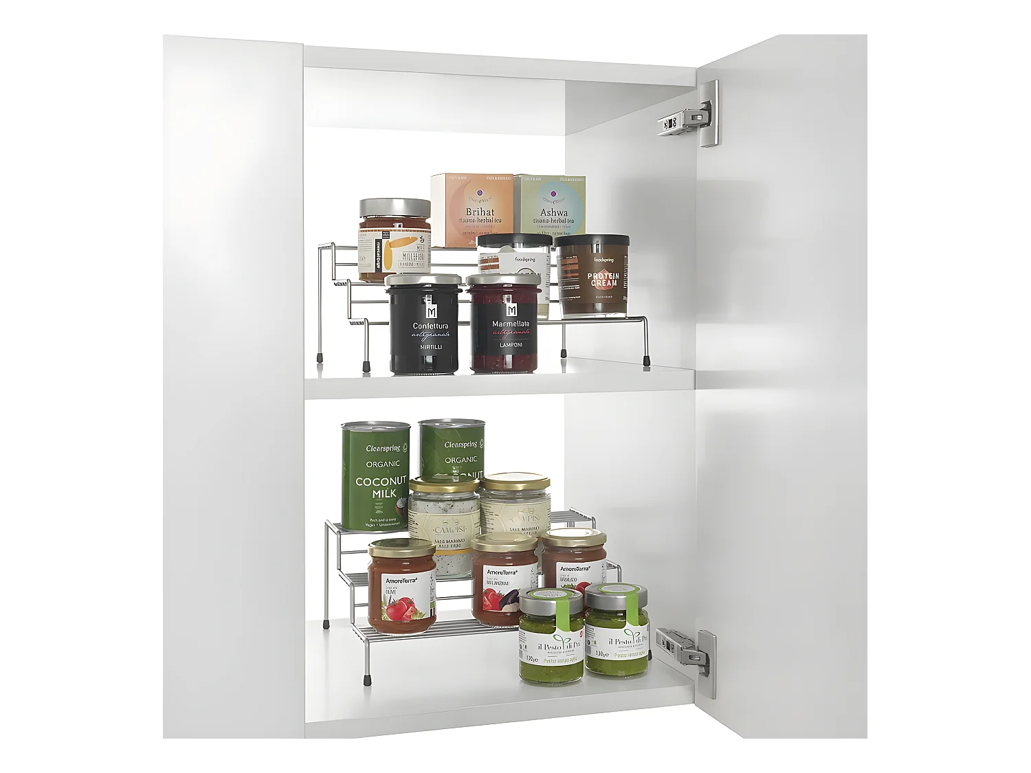 Mensola Portaspezie Modulare X TEND Metaltex con Finitura Polytherm® Grigia - Lotto di 2