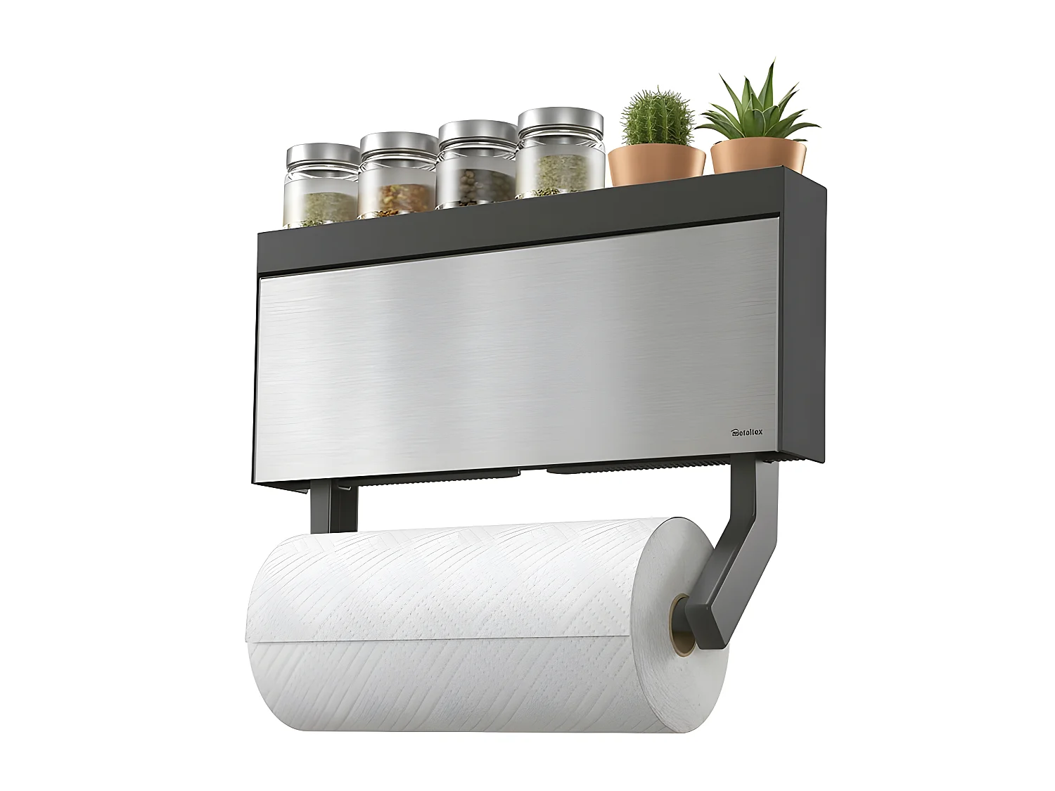 Dreifacher Wandhalter aus Edelstahl für die Küche - Metaltex Tango 3 in 1