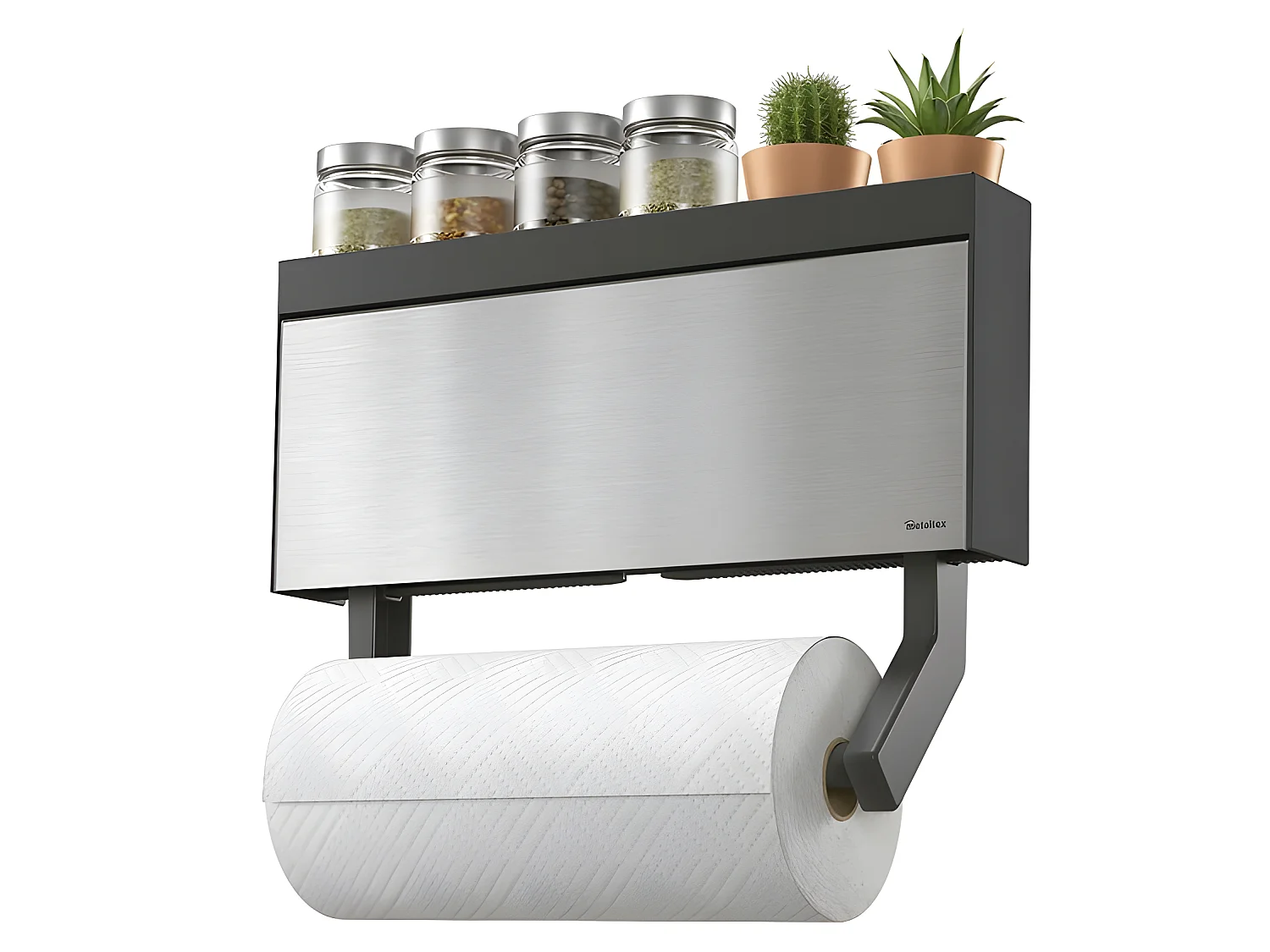 Drievoudige Wandhouder van Roestvrij Staal voor Keuken - Metaltex Tango 3 in 1