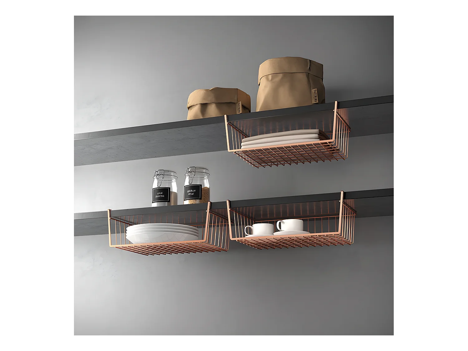 Etagère 40 cm KANGURO Serie COPPER Metaltex Glanzend Koper