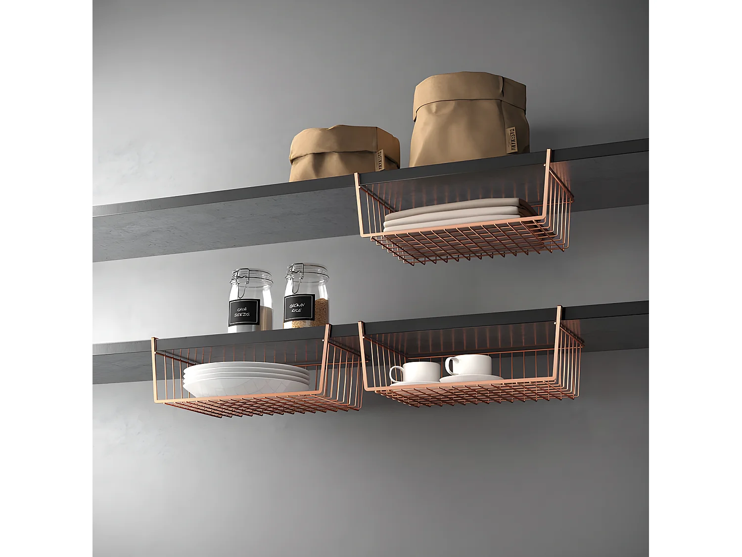 Estantería 40 cm KANGURO Serie COPPER Metaltex Cobre Brillante