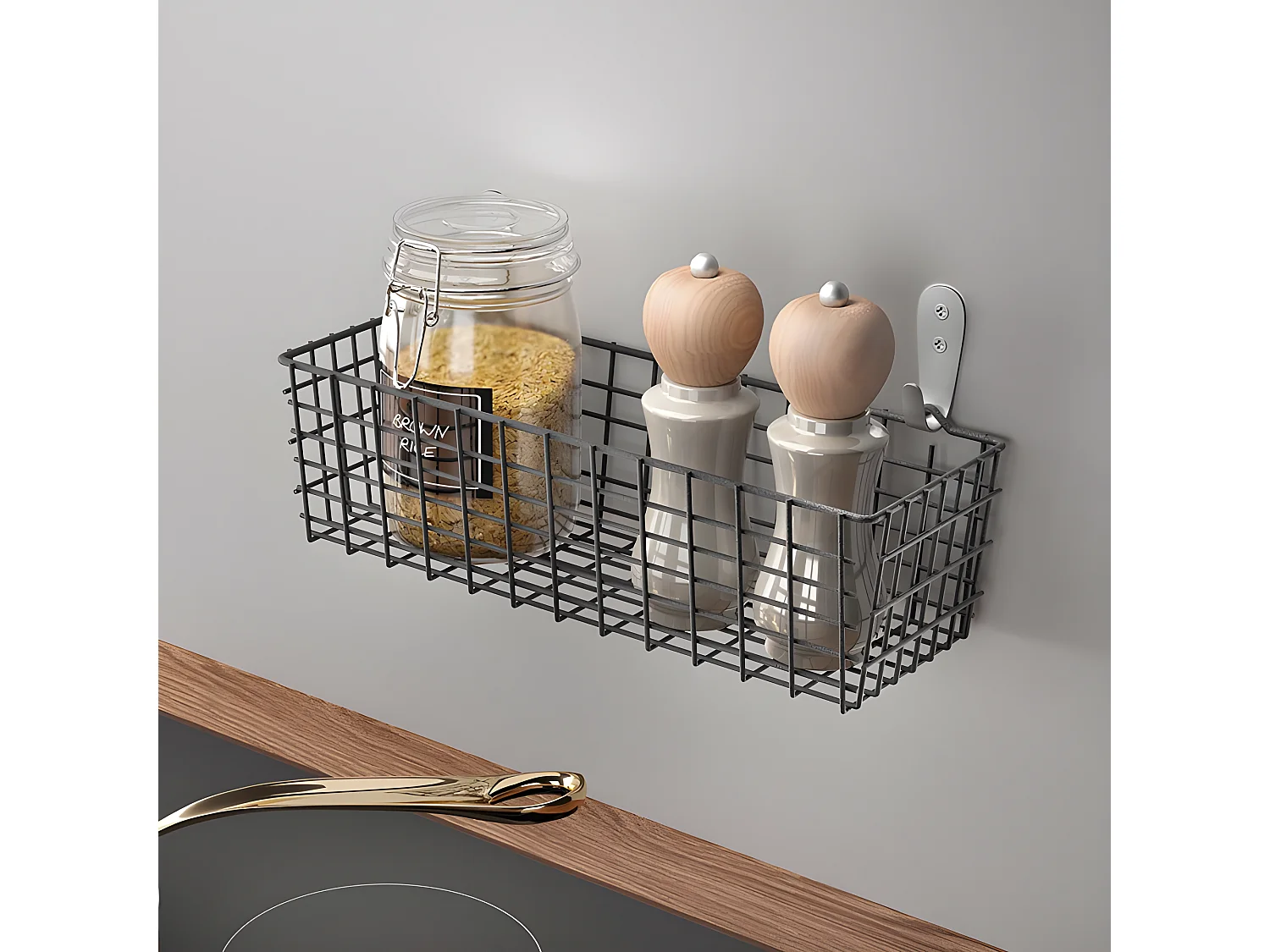 Panier Multiusage KOALA Série LAVA de Metaltex. Finition Touch-Therm® Couleur Noir