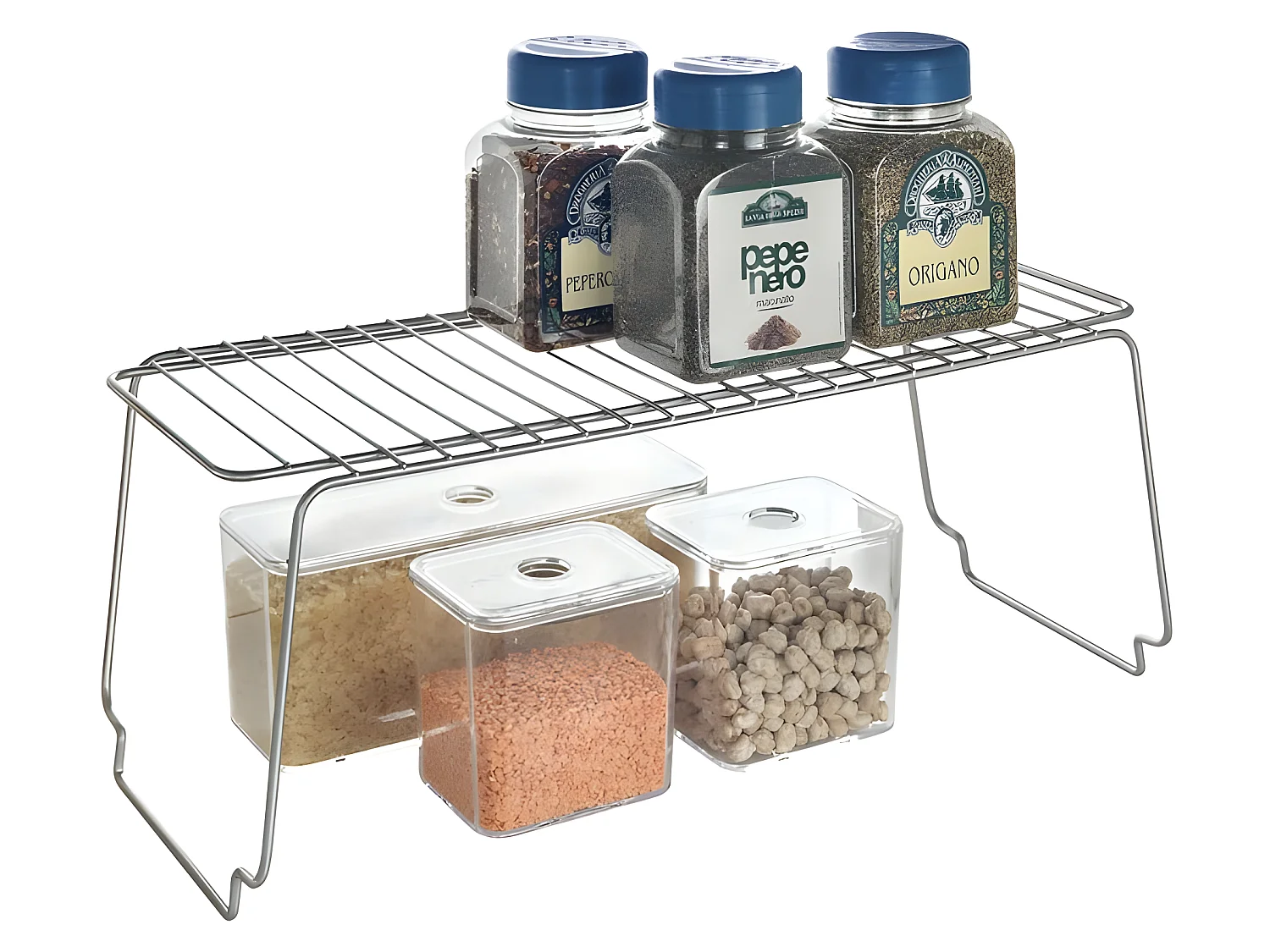 Estante empilhável SPACE LINE Metaltex Cinza 45x19x18 cm