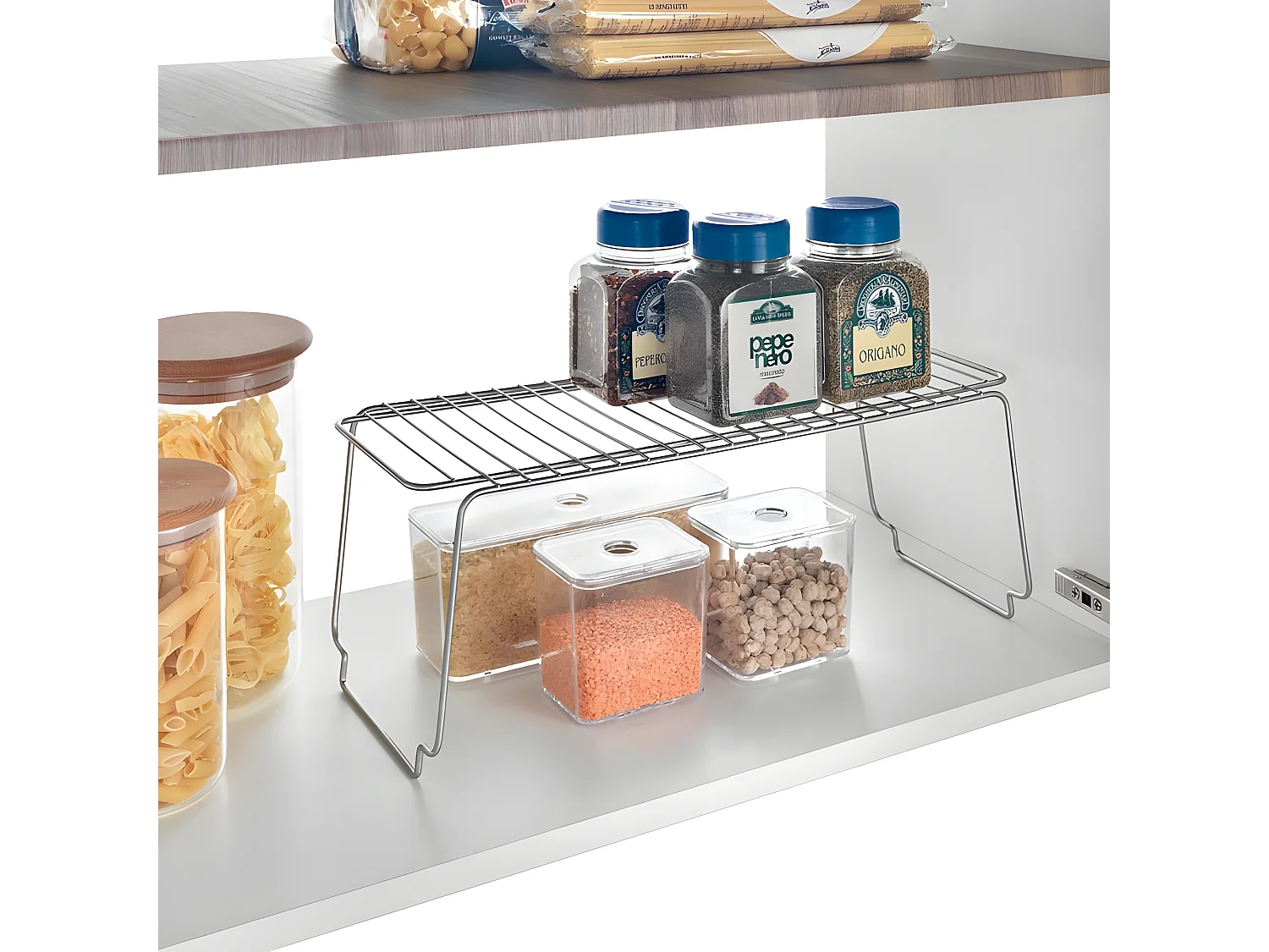 Estante empilhável SPACE LINE Metaltex Cinza 45x19x18 cm