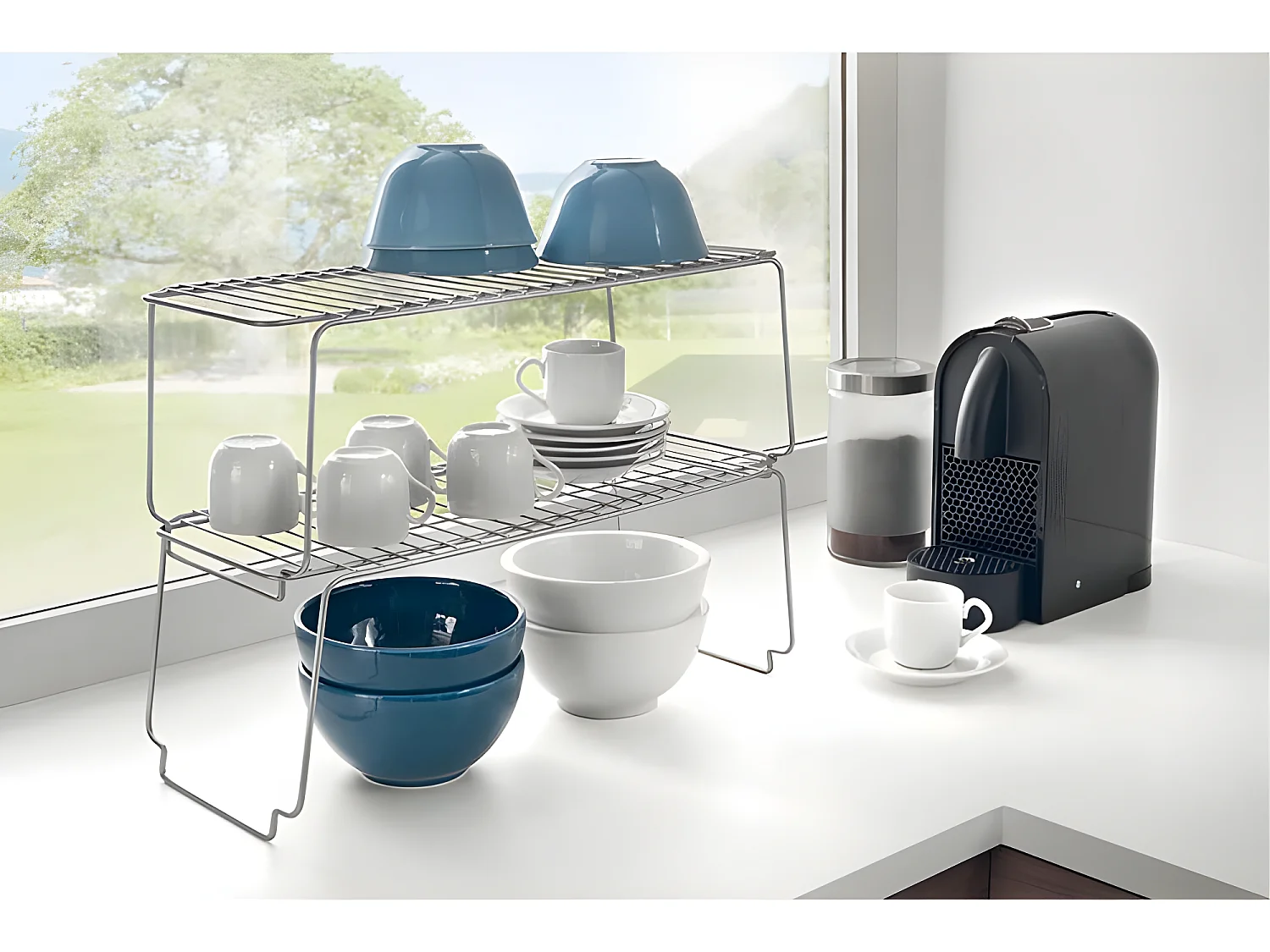 Estante empilhável SPACE LINE Metaltex Cinza 45x19x18 cm