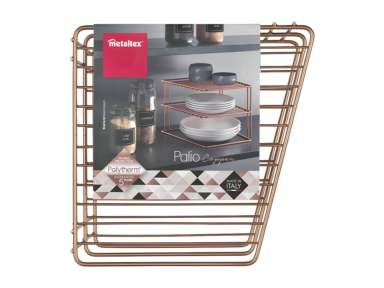 Rangement 3 Niveaux PALIO Série COPPER de Metaltex. Finition Polytherm Copper® Couleur Cuivre