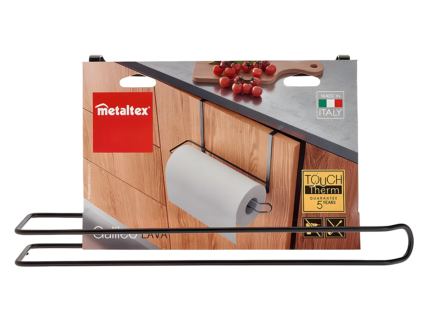 Porta rotoli Serie GALILEO LAVA Metaltex Touch-Therm® Nero