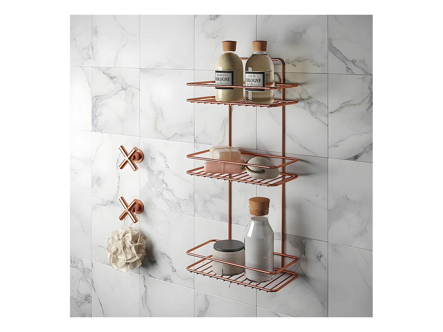 Étagère 3 Niveaux Série REFLEX COPPER de Metaltex. Revêtement exclusif Polytherm® Copper