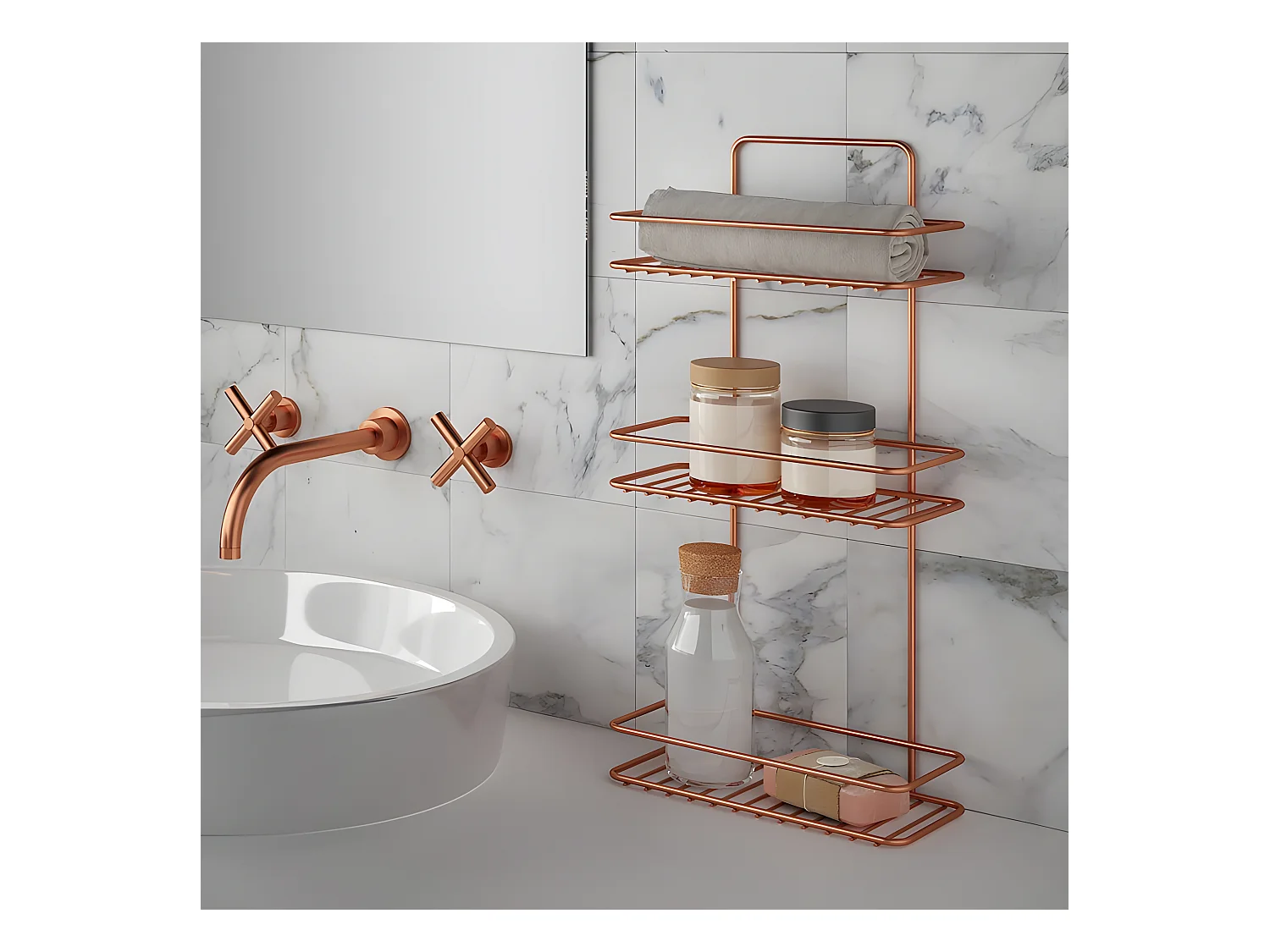 Étagère 3 Niveaux Série REFLEX COPPER de Metaltex. Revêtement exclusif Polytherm® Copper