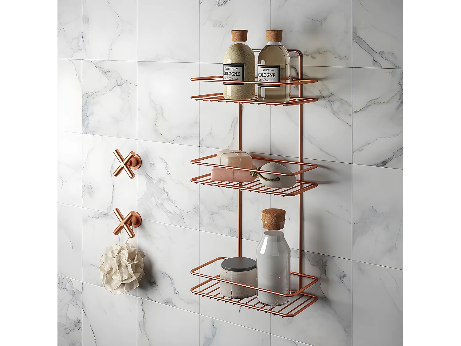 Étagère 3 Niveaus REFLEX COPPER Metaltex - Glanzend Koper - Roestbestendig - Gemaakt in Italië