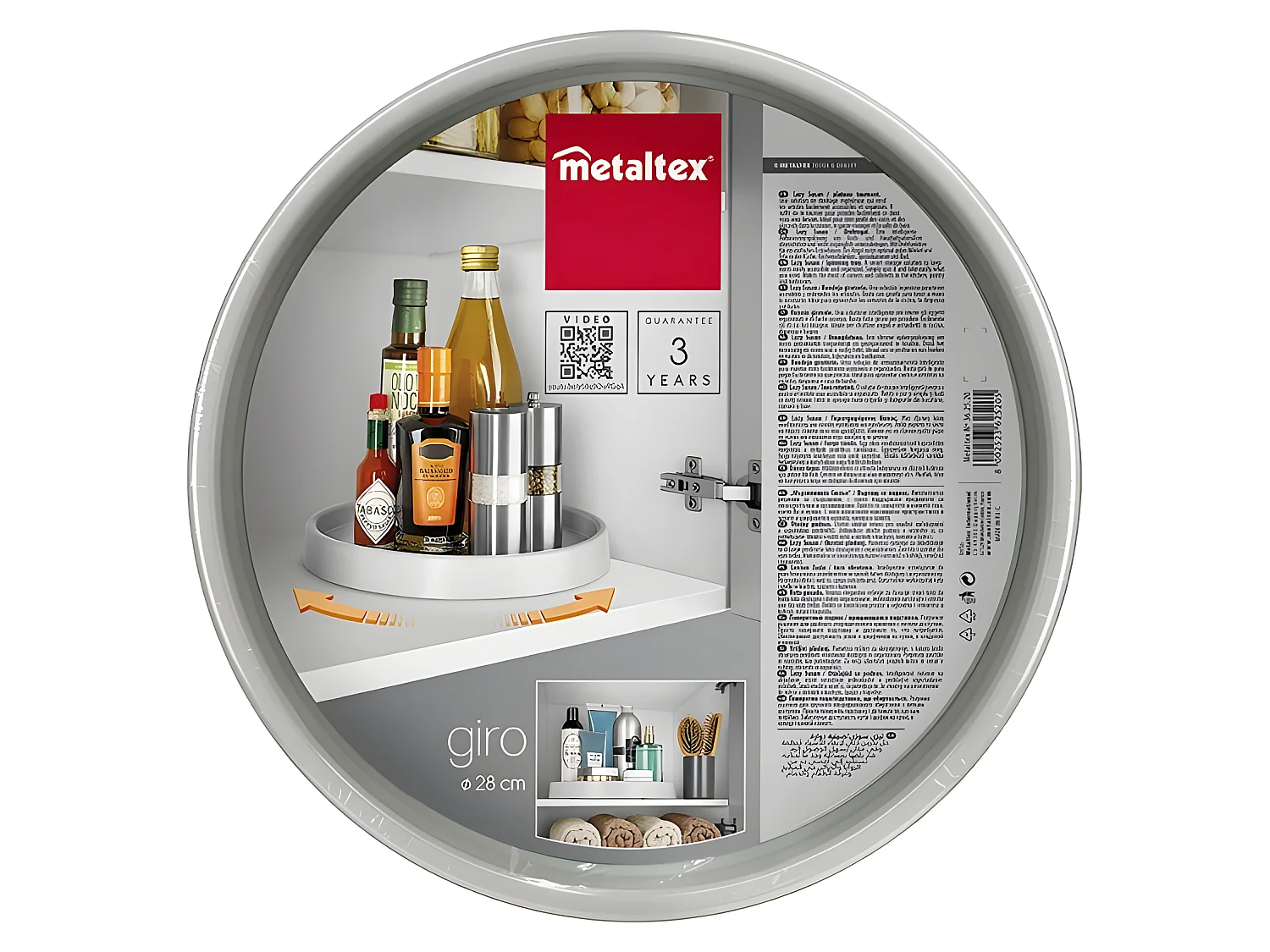 Draaibare 1-Niveaus Organizer GIRO 1 van Metaltex van Grijs Kunststof Ø28 x 4 cm