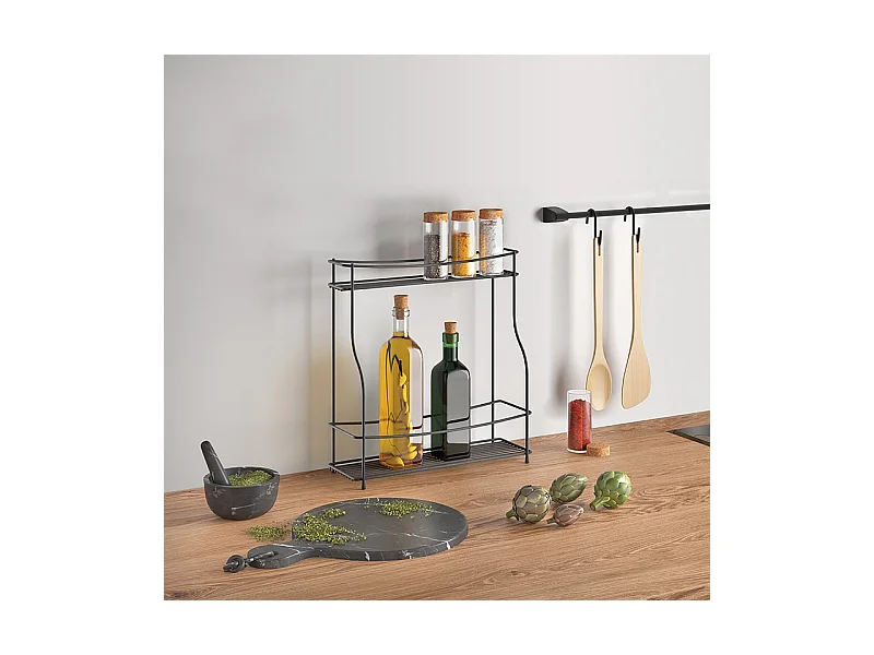 Mensola porta spezie verticale serie LAVA BALSAMICO di Metaltex - Finitura Touch-Therm® - Colore Nero