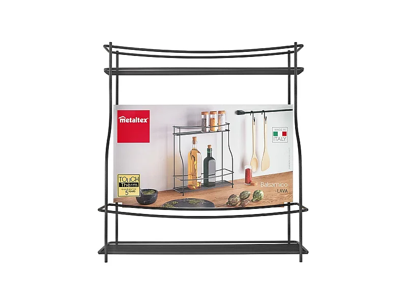 Mensola porta spezie verticale serie LAVA BALSAMICO di Metaltex - Finitura Touch-Therm® - Colore Nero