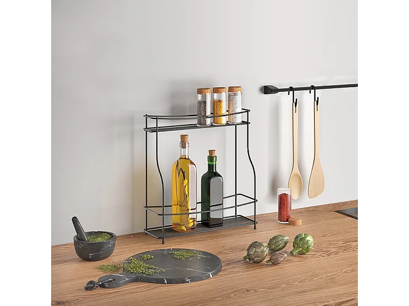 Étagère à épices verticale BALSAMICO série LAVA de Metaltex. Finition Touch-Therm® Couleur Noir