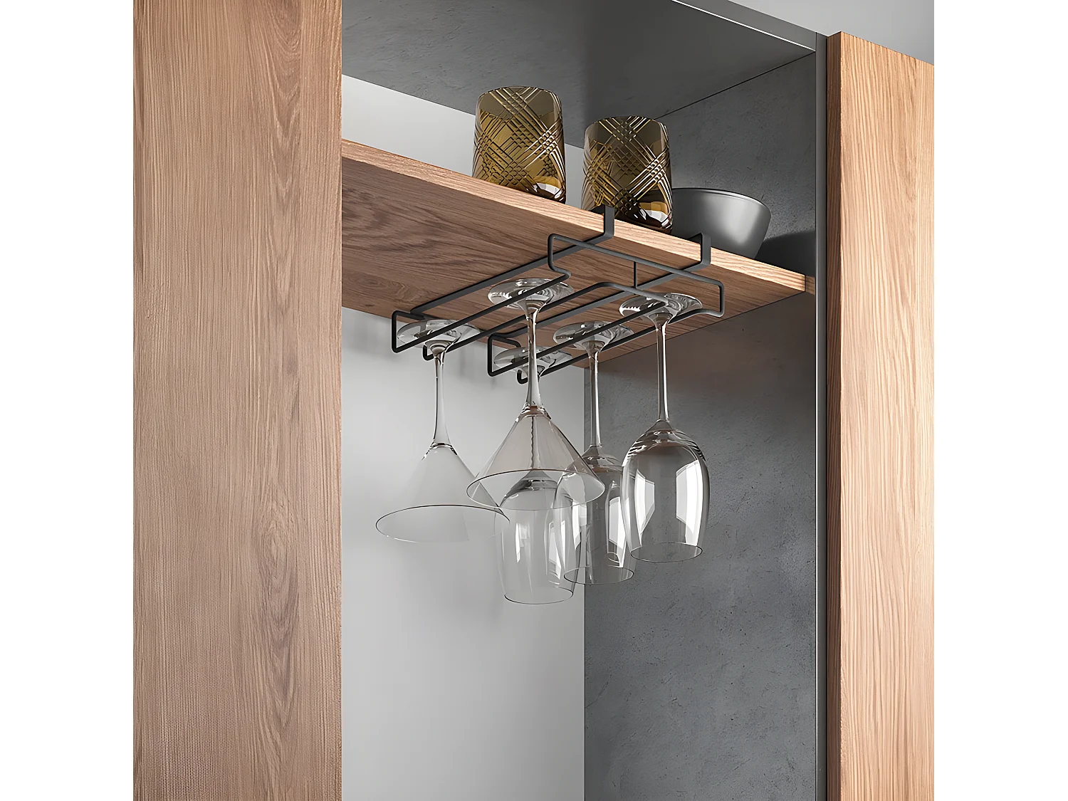 Support Double pour Verres MY GLASS Série LAVA Metaltex. Finition Touch-Therm® Couleur Noir