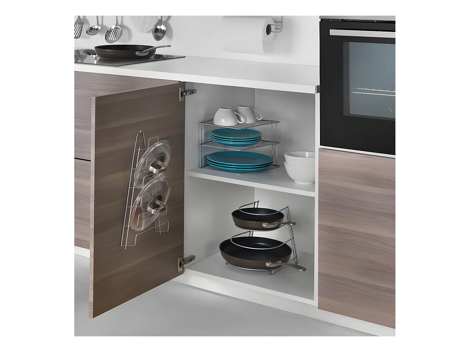 Deckelhalter 6 Fächer MANGO Metaltex Grau 23x7x42 cm Polytherm® Metallic