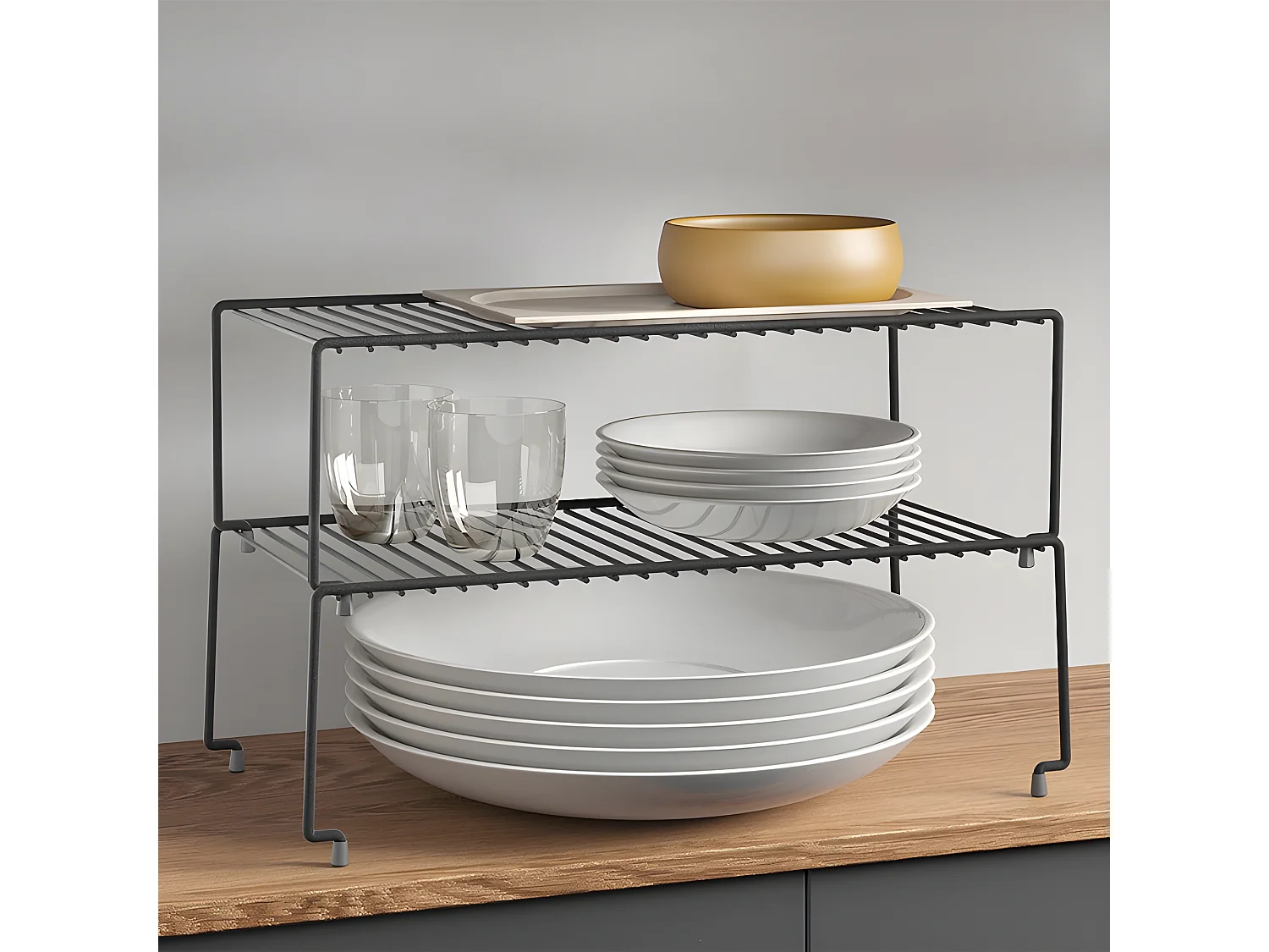 Estante Apilable BROOKLYN Serie LAVA Touch-Therm® Negro 47x23x15 cm