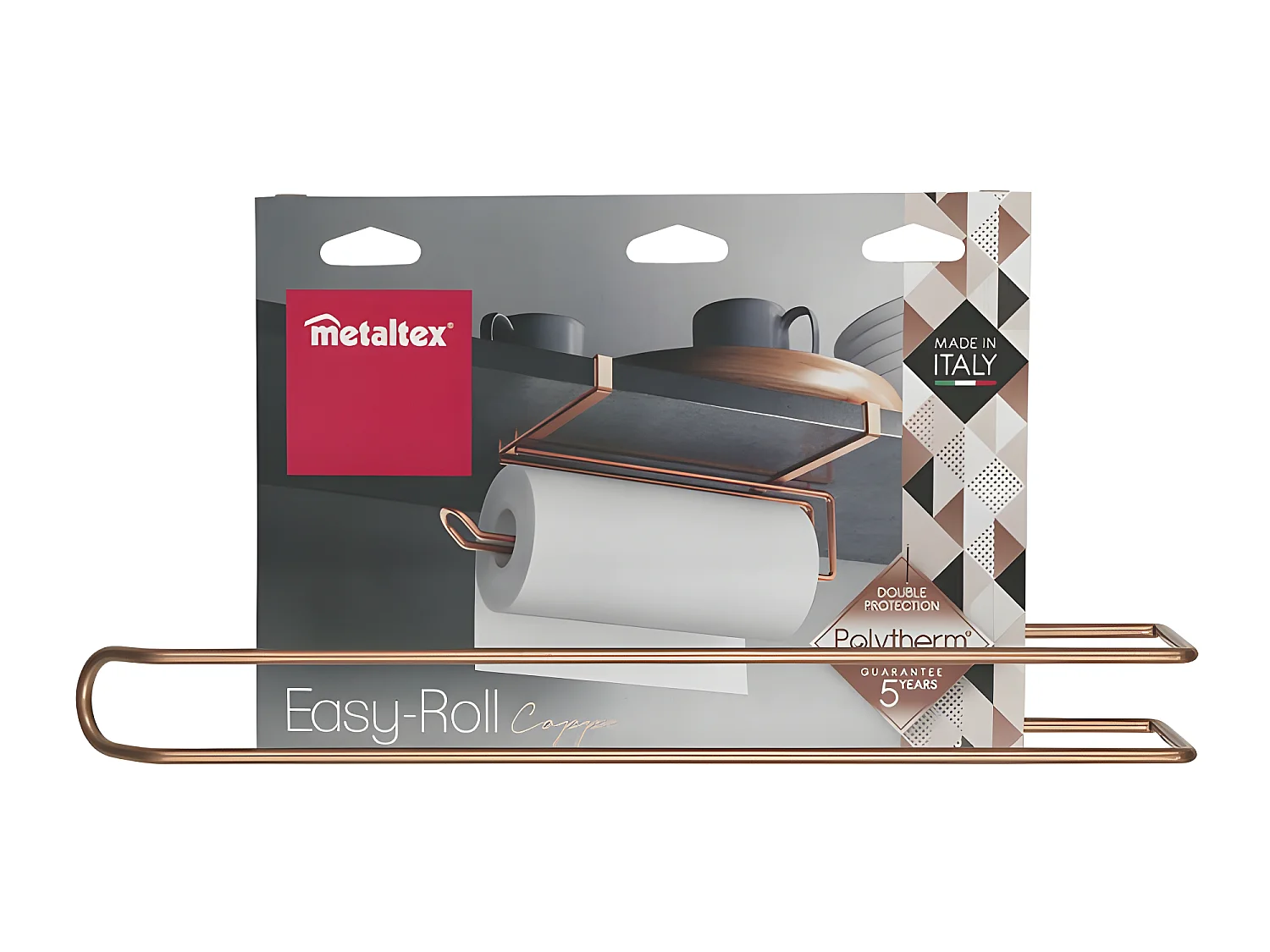 Porte-rouleau Cuisine EASY ROLL Série COPPER de Metaltex. Finition Polytherm COPPER® Couleur Cuivre