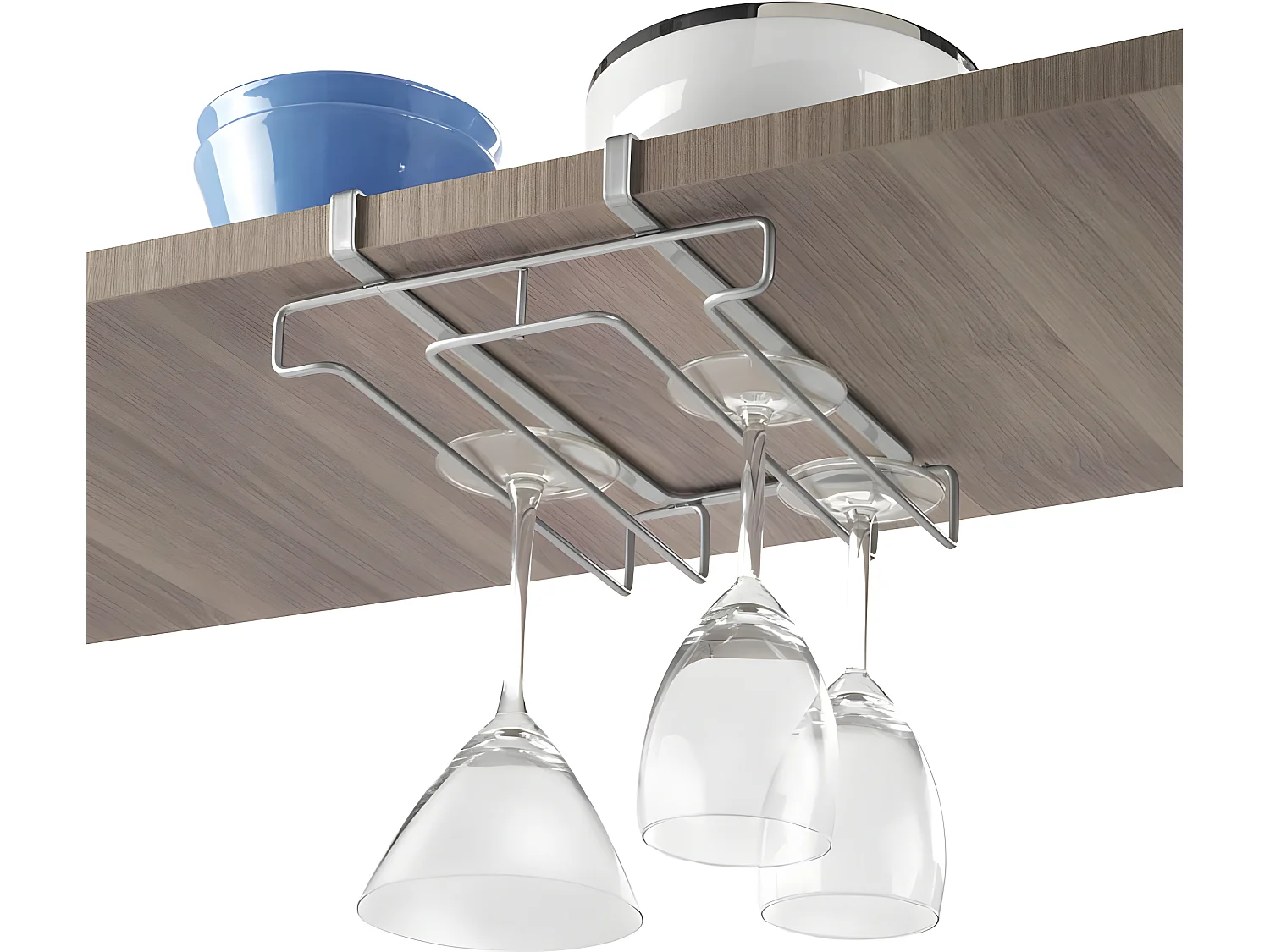 Support Double pour Verres MY GLASS de Metaltex. Finition Polytherm® Couleur Argent