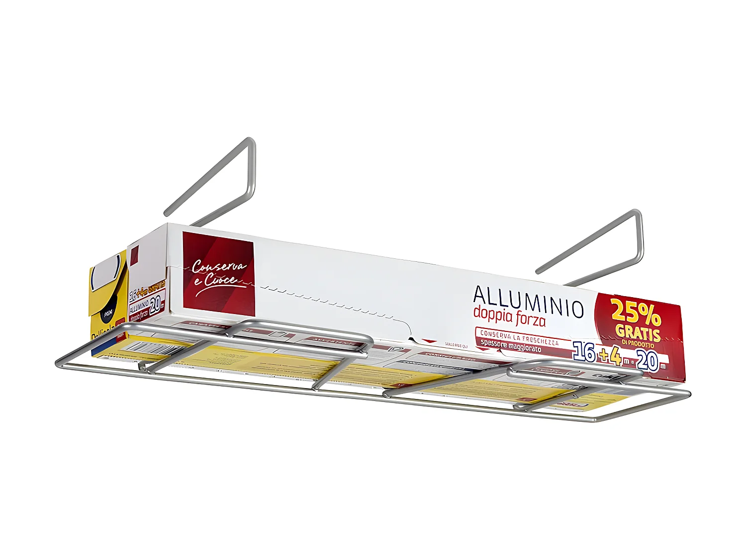 Supporto sospeso per rotoli da cucina WRAP Metaltex 33x12x9 cm Polytherm® Metallic