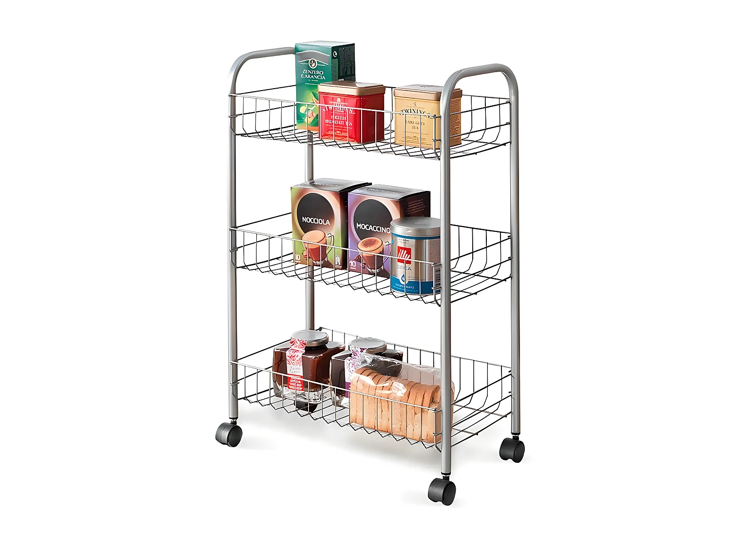 Mehrzweckregal 3 Regale LUGANO von Metaltex 41x23x63 cm Silber