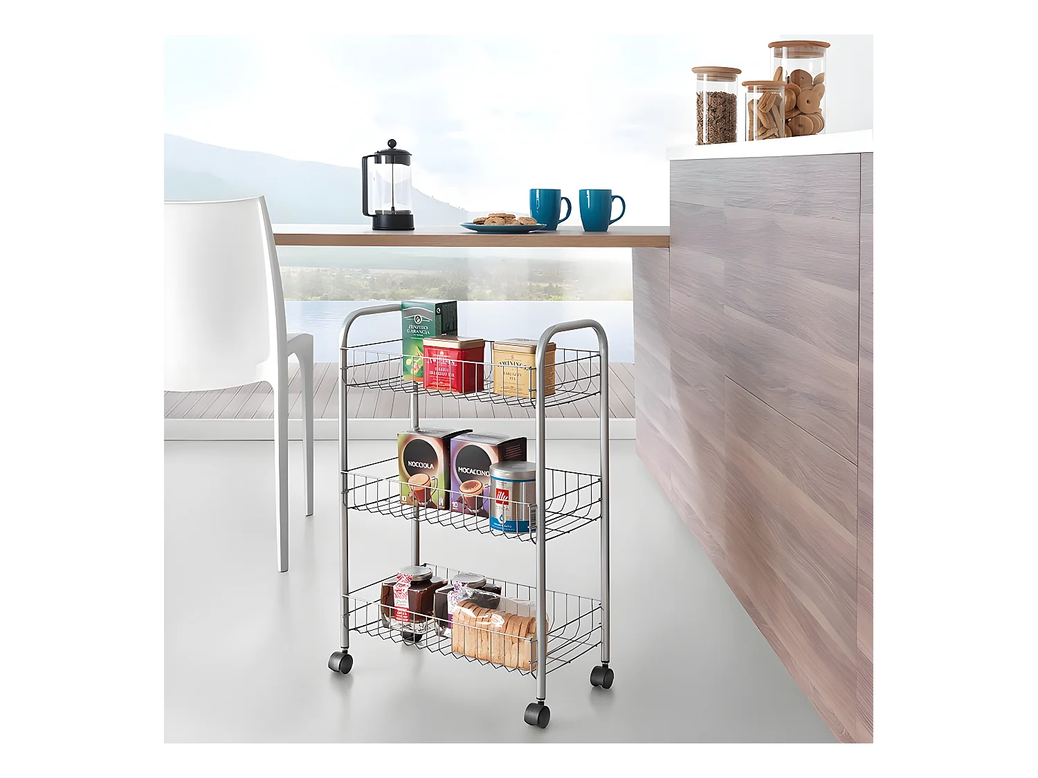 Mehrzweckregal 3 Regale LUGANO von Metaltex 41x23x63 cm Silber